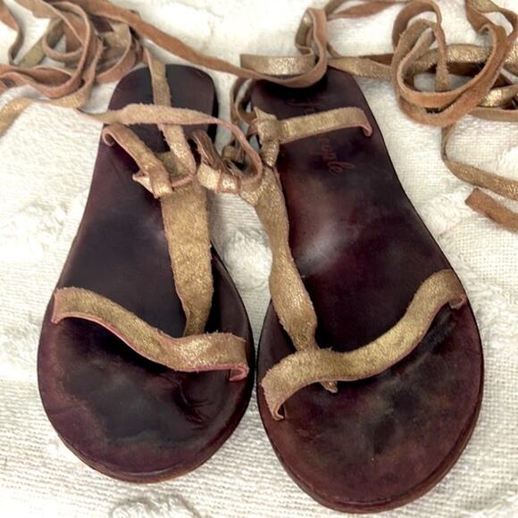Free People Dahlia Lace Up Metallic Leather Gladiator Sandals Size 9.5 - Picture 11 of 13
